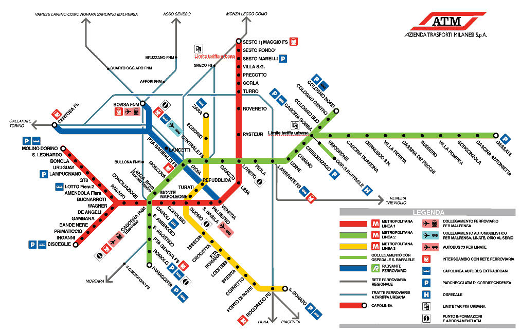 схема метро Милана