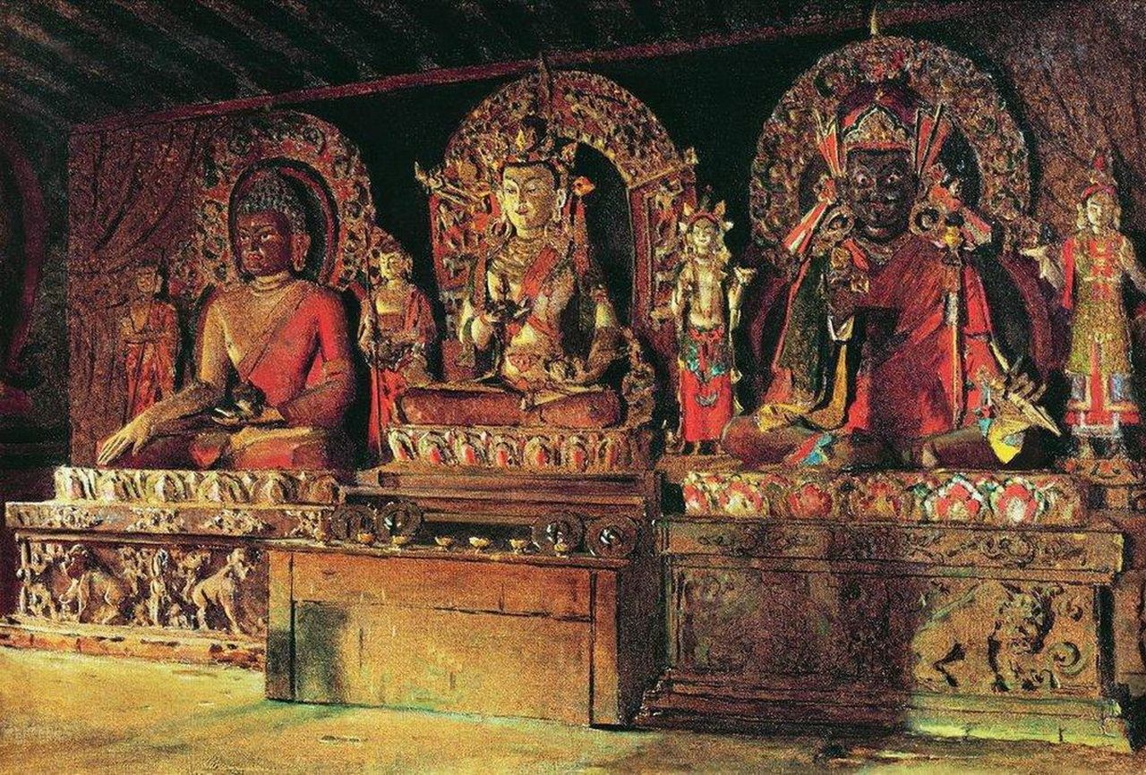 Три главных божества в буддийском монастыре Чингачелинг в Сиккиме